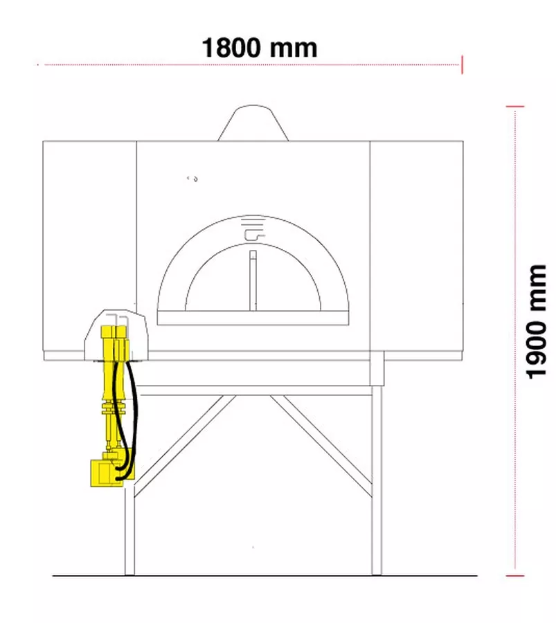 Gas Pizzaofen Pavesi RPM 140/160G | Backfläche statisch | Bis 12 Pizzen | B1800 x T1950 x H1900 mm